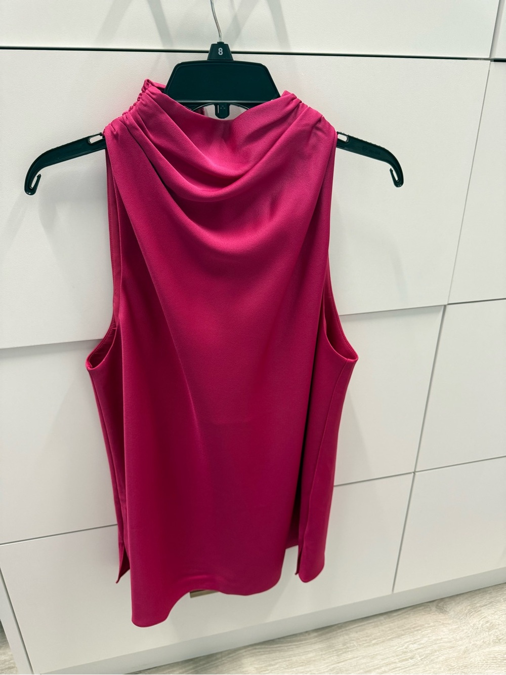 Ted Baker Draped Mock Neck Sleeveless Top in Fuchsia Pink